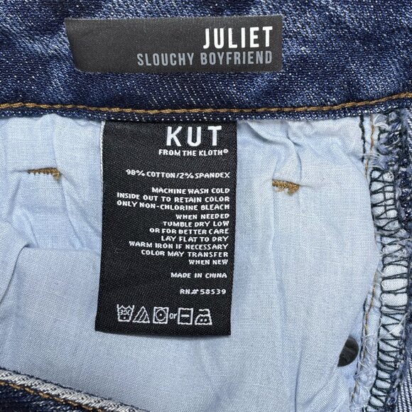 Kut From The Kloth Jeans Womens Sz 4 Blue Juliet Slouchy Boyfriend Distressed - Picture 12 of 13